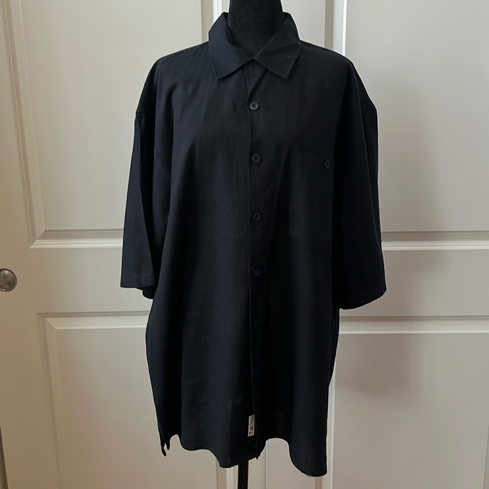 Trust USA Short Sleeve Men’s Black Linen Shirt Size XL